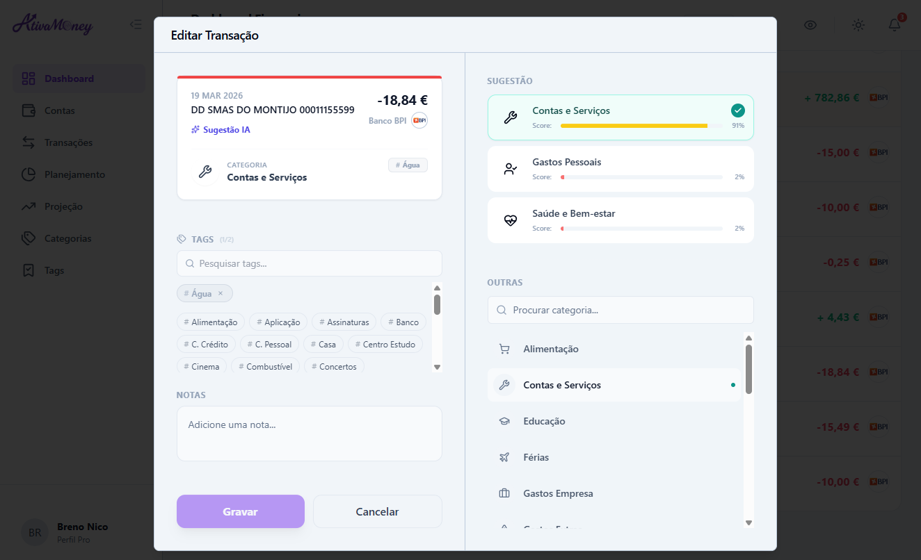 Edição de transação